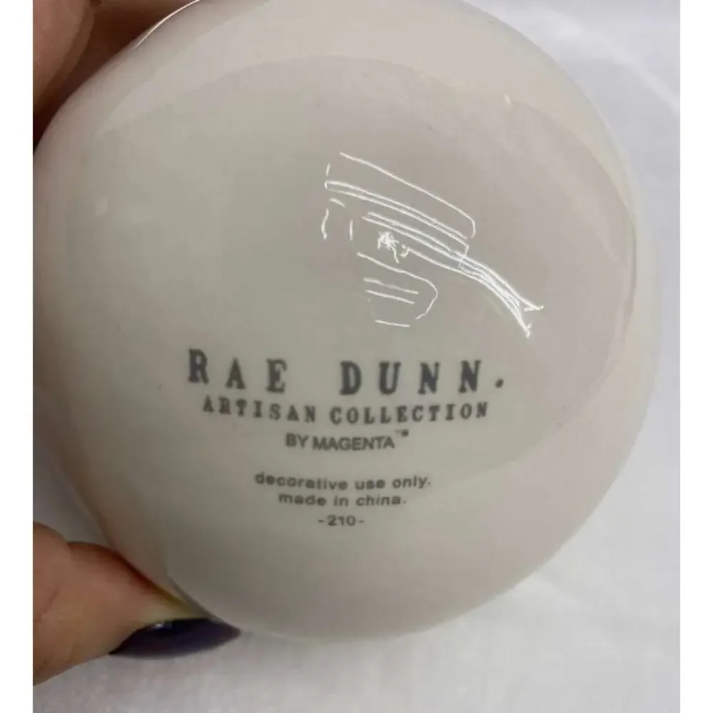 Rae Dunn By Magenta Ceramic Ball White Ornaments - Wifey - Hubby